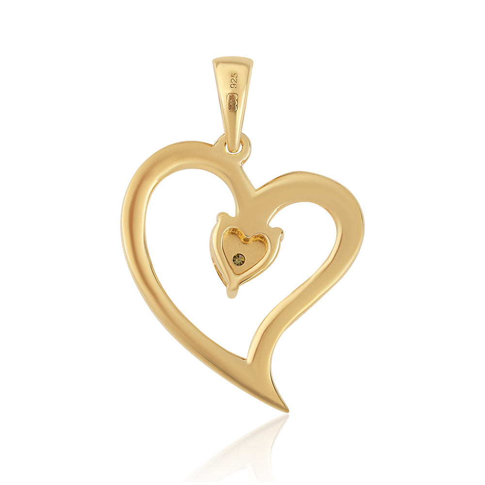 Pendente de Prata com Banho de Ouro com Diamante Verde 3 