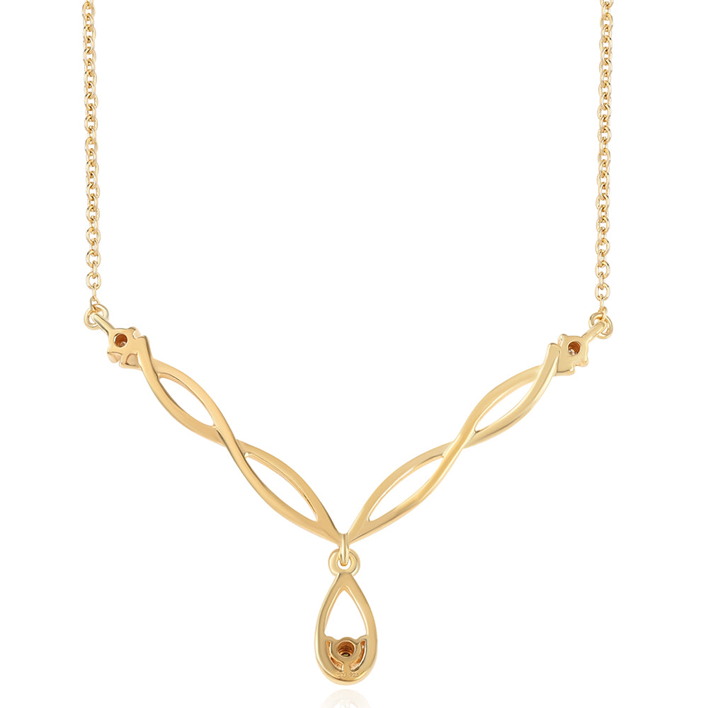 Colar de Prata com Banho de Ouro com Diamante Verde e Diamante Branco  Contraste: Cabeca de Veado (800)