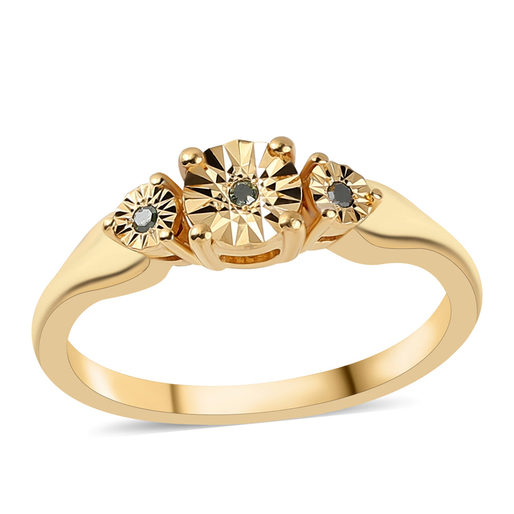 Anel de Prata com Banho de Ouro com Diamante Verde 1 