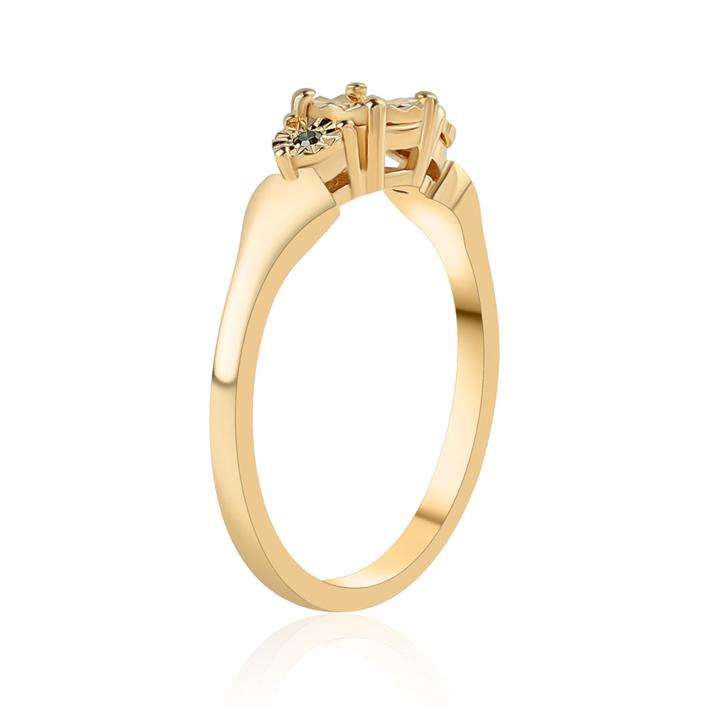 Anel de Prata com Banho de Ouro com Diamante Verde 2 