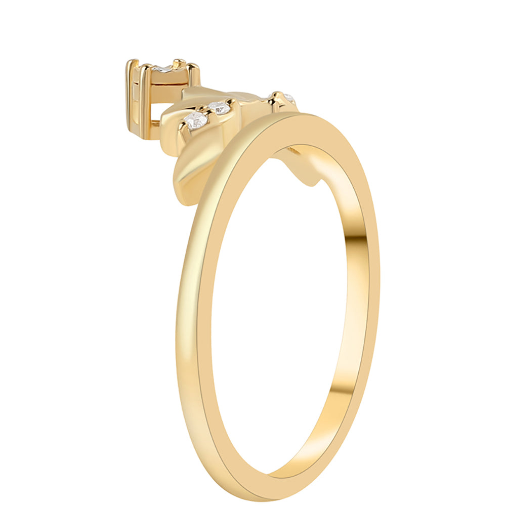 Anel de Prata com Banho de Ouro com Diamante Verde e Diamante Branco 2 