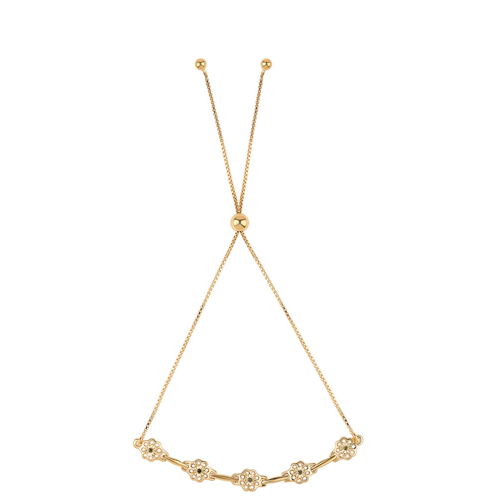 Pulseira de Prata com Banho de Ouro com Diamante Verde  Contraste: Cabeca de Veado (800)
