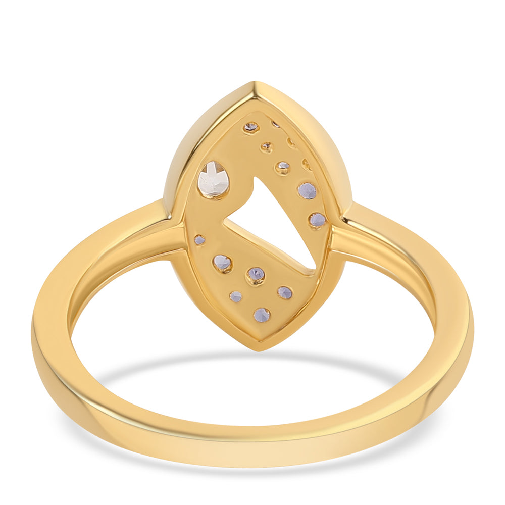 Anel de Prata com Banho de Ouro com Iolite e Topázio Branco  Contraste: Cabeca de Veado (800) 2 