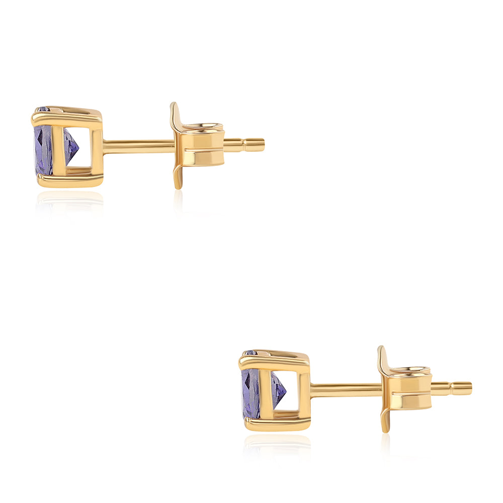 Brincos de Prata com Banho de Ouro com Iolite 3 