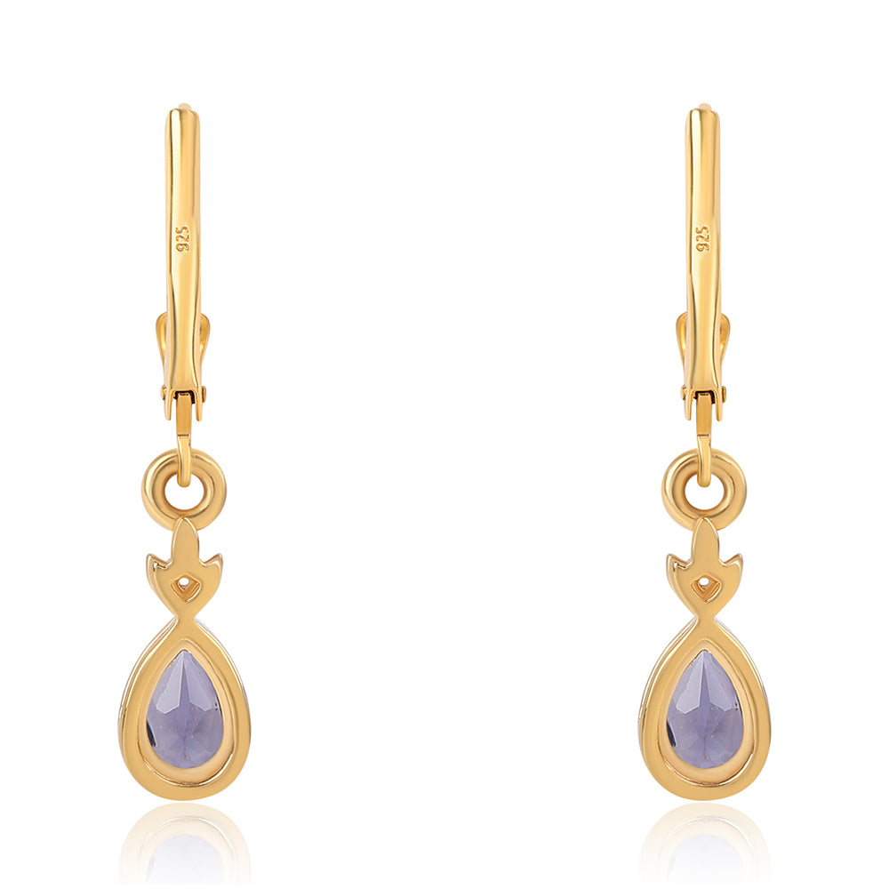 Brincos de Prata com Banho de Ouro com Iolite 2 