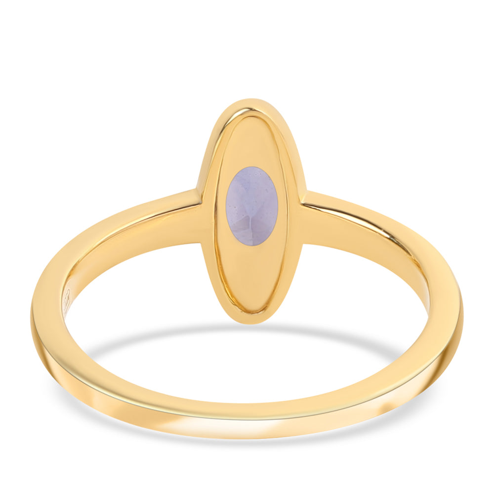 Anel de Prata com Banho de Ouro com Iolite