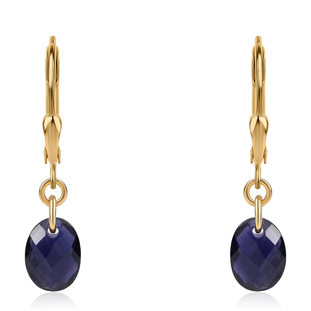 Brincos de Prata com Banho de Ouro com Iolite 2 