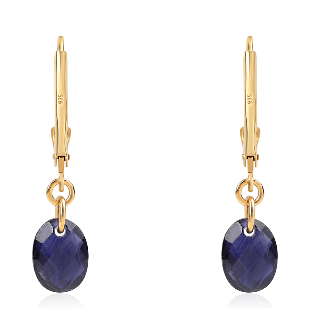 Brincos de Prata com Banho de Ouro com Iolite 3 