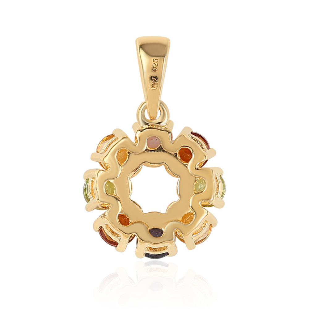 Pendente de Prata com Banho de Ouro com Ametista Rosa de França e Peridoto 2 