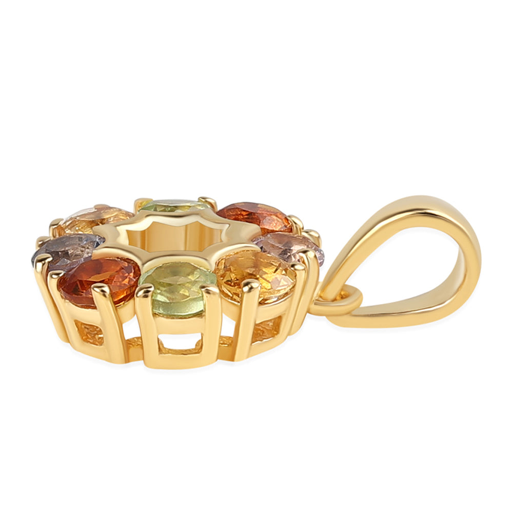 Pendente de Prata com Banho de Ouro com Ametista Rosa de França e Peridoto 3 