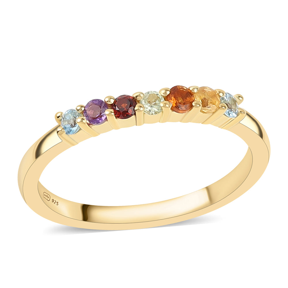 Anel de Prata com Banho de Ouro com Ametista Africano e Citrino 1 