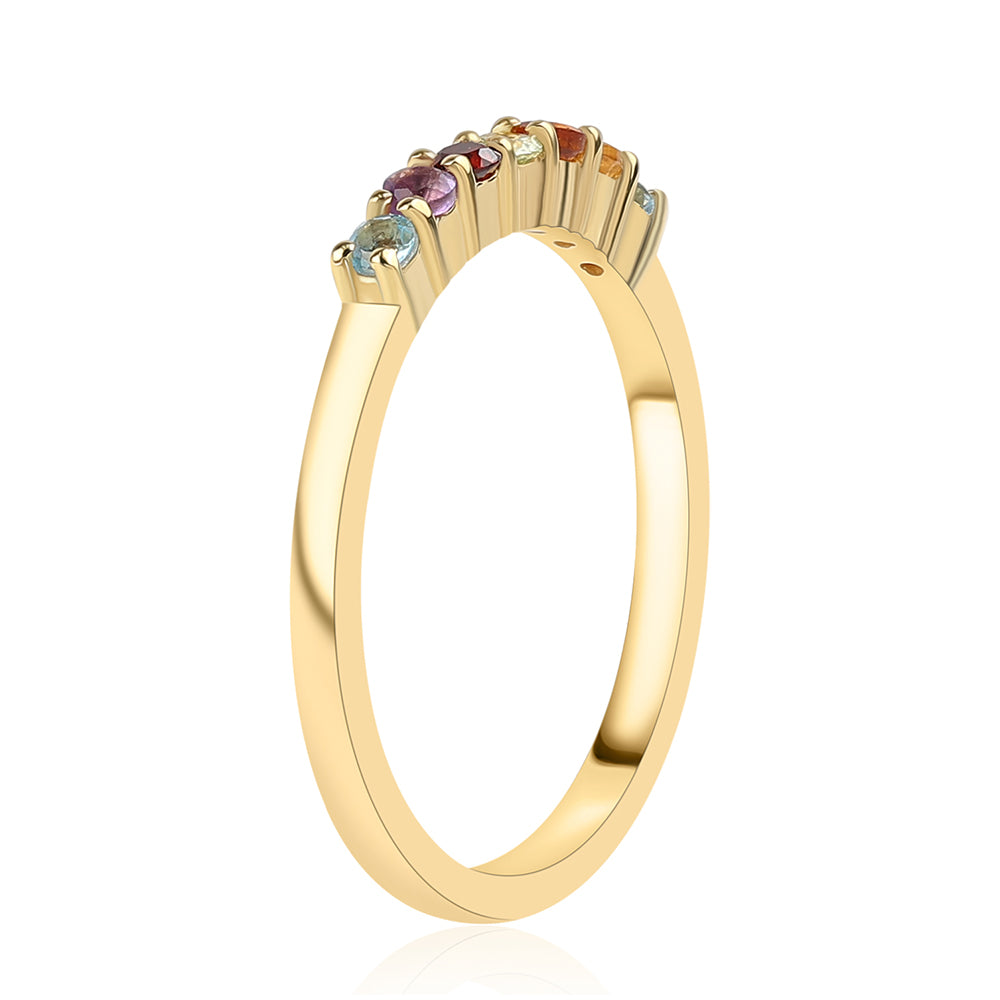 Anel de Prata com Banho de Ouro com Ametista Africano e Citrino