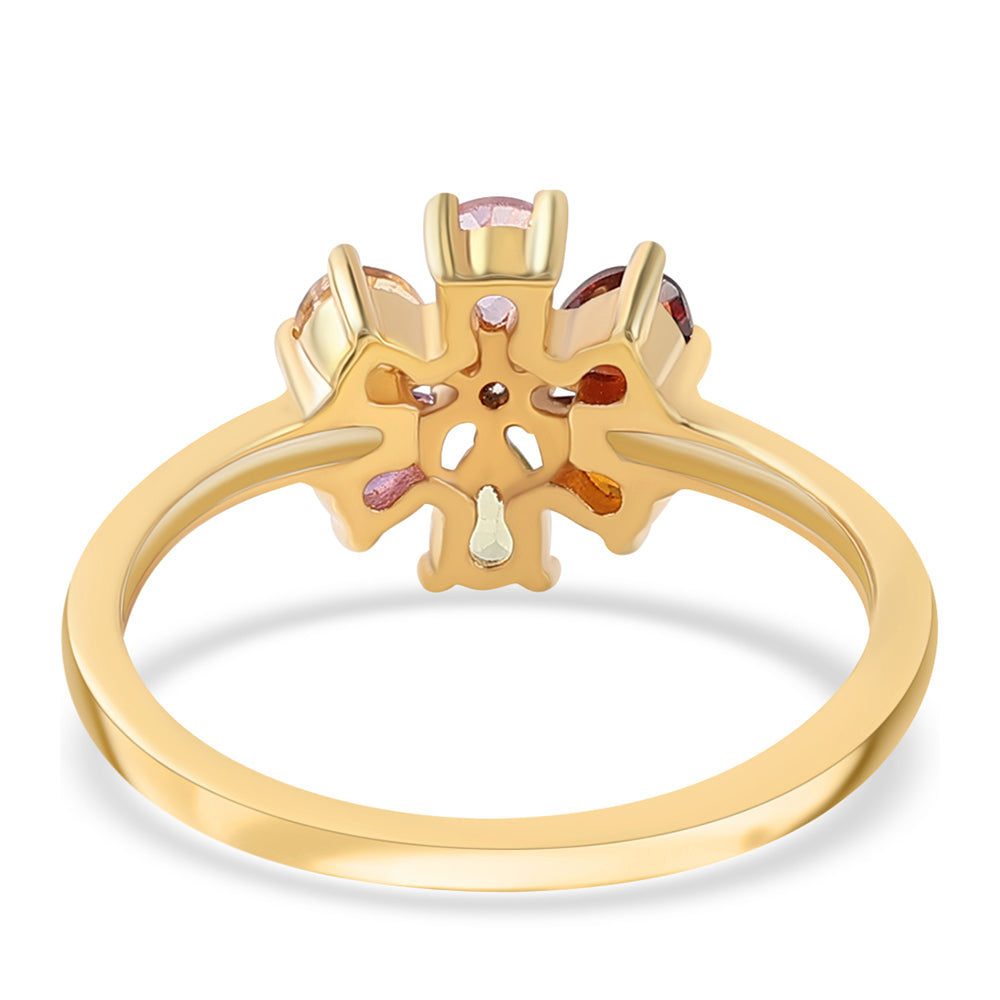 Anel de Prata com Banho de Ouro com Ametista Rosa de França e Granada Vermelha 2 