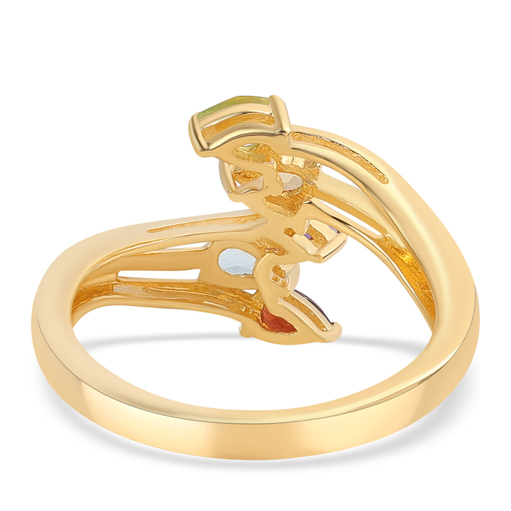 Anel de Prata com Banho de Ouro com Ametista Africano e Citrino  Contraste: Cabeca de Veado (800) 2 