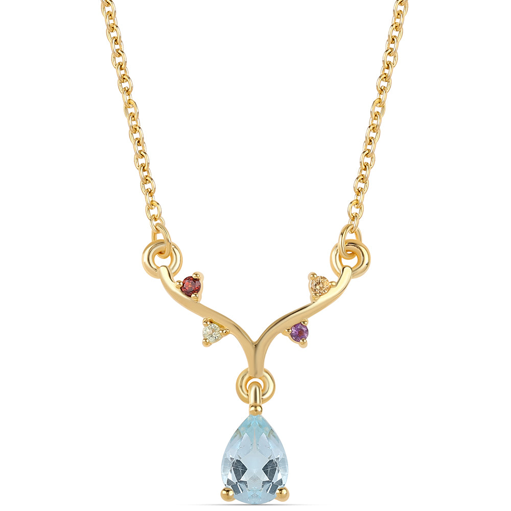 Colar de Prata com Banho de Ouro com Granada Vermelha e Peridoto 1 