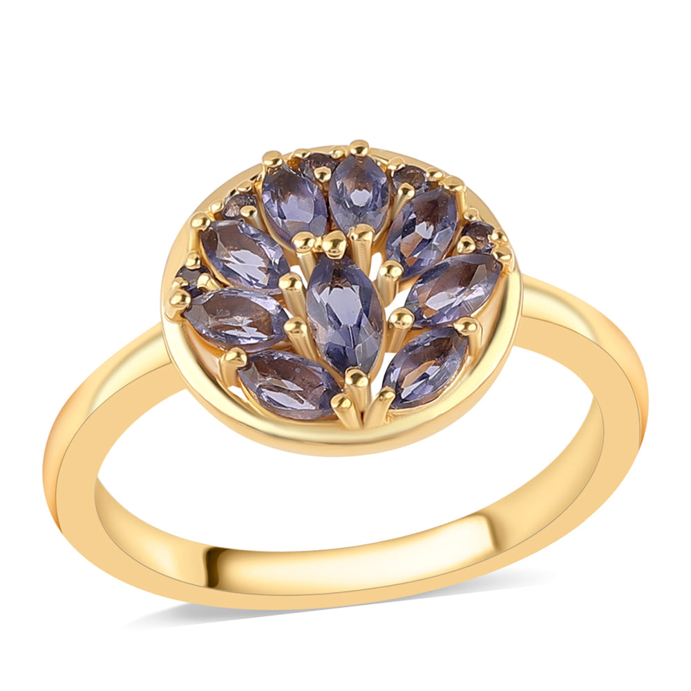 Anel de Prata com Banho de Ouro com Iolite 1 