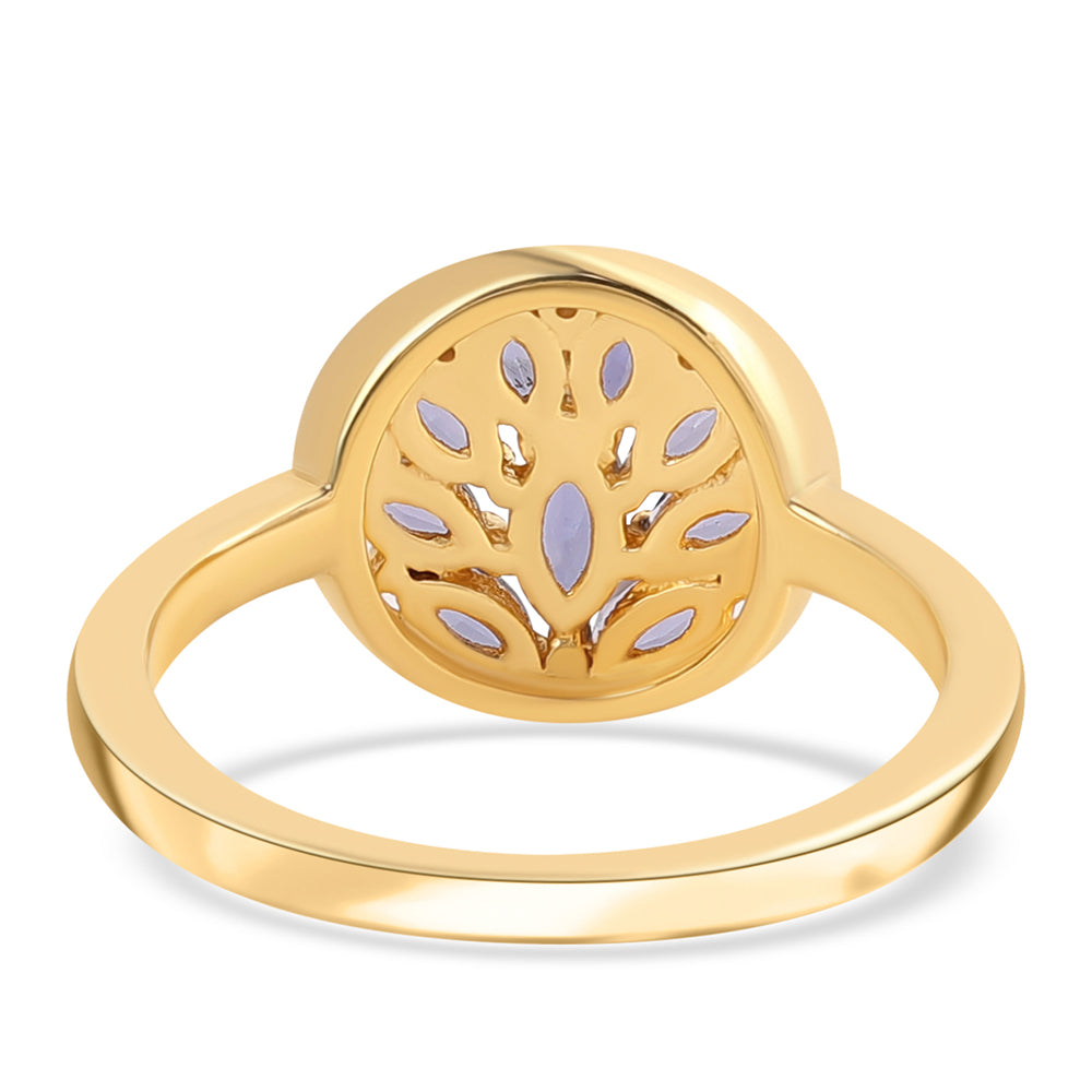 Anel de Prata com Banho de Ouro com Iolite