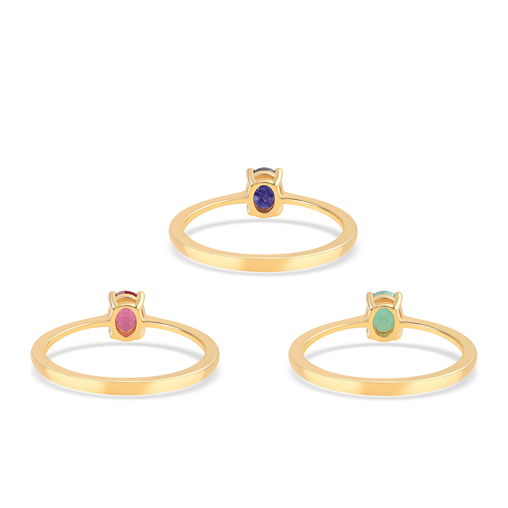 Conjunto de Prata com Banho de Ouro com Rubi da Tailândia e Esmeralda do Brasil ( Anel )  Contraste: Cabeca de Veado (800)