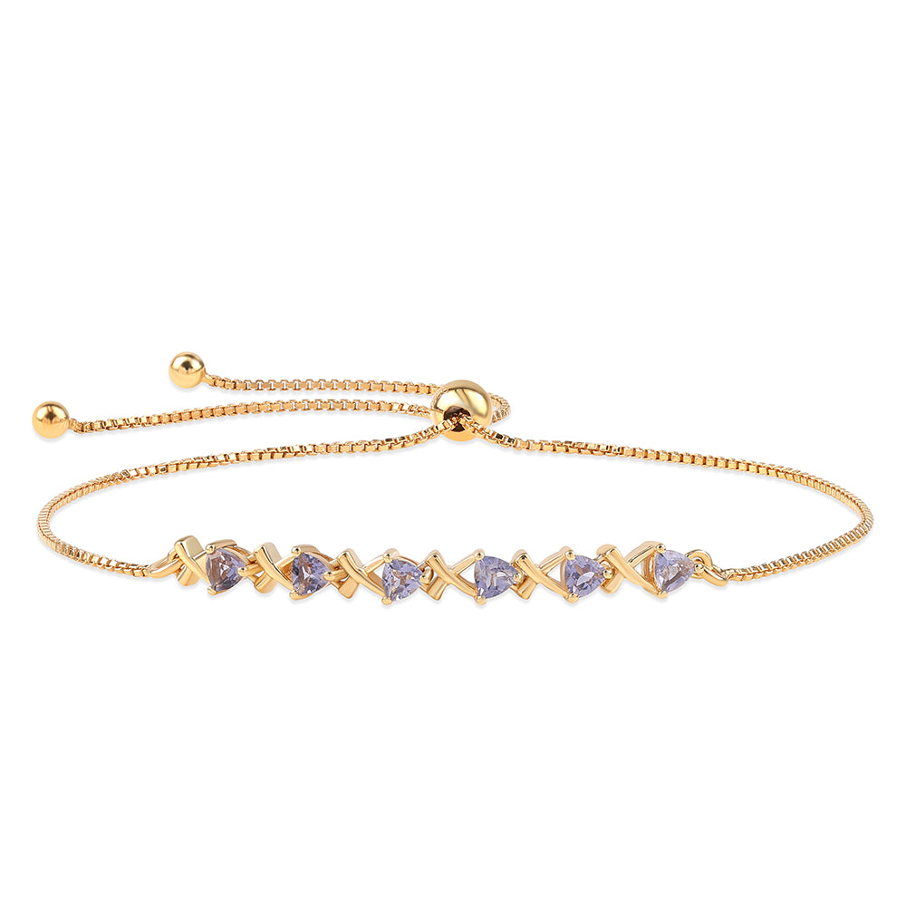 Pulseira de Prata com Banho de Ouro com Iolite