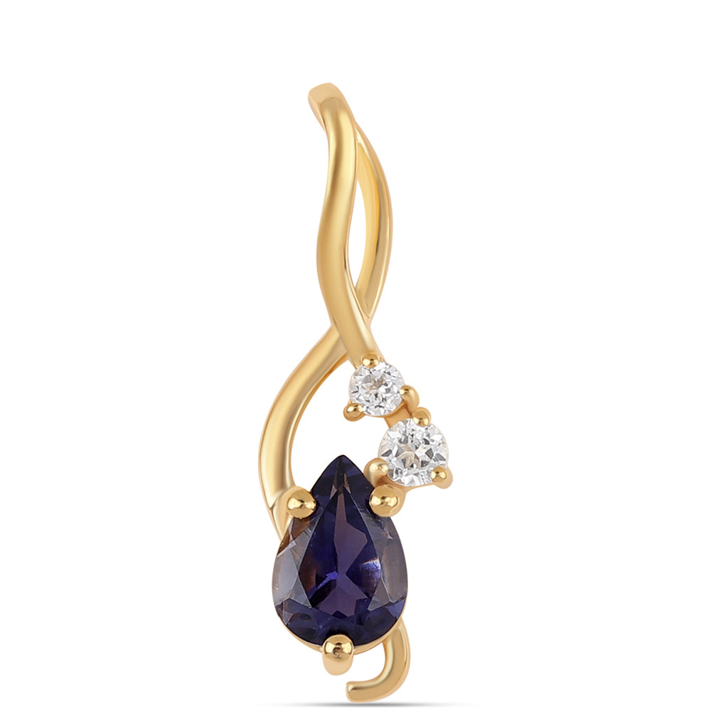 Pendente de Prata com Banho de Ouro com Iolite e Topázio Branco 1 