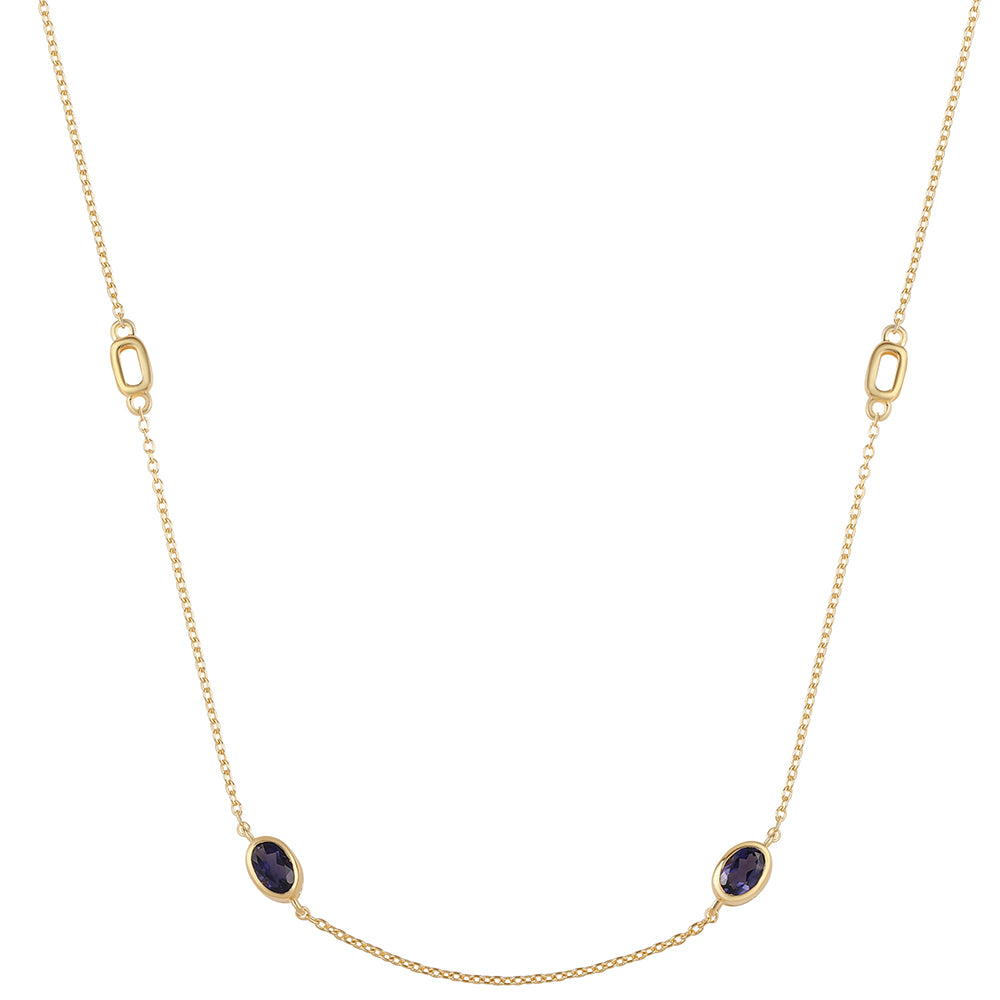 Colar de Prata com Banho de Ouro com Iolite  Contraste: Cabeca de Veado (800) 3 