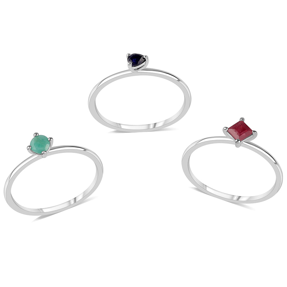 Conjunto de Prata com Rubi da Tailândia e Esmeralda do Brasil ( Anel )  Contraste: Cabeca de Veado (800) 1 