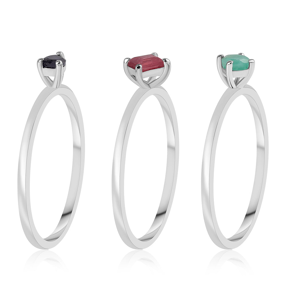 Conjunto de Prata com Rubi da Tailândia e Esmeralda do Brasil ( Anel )  Contraste: Cabeca de Veado (800) 3 