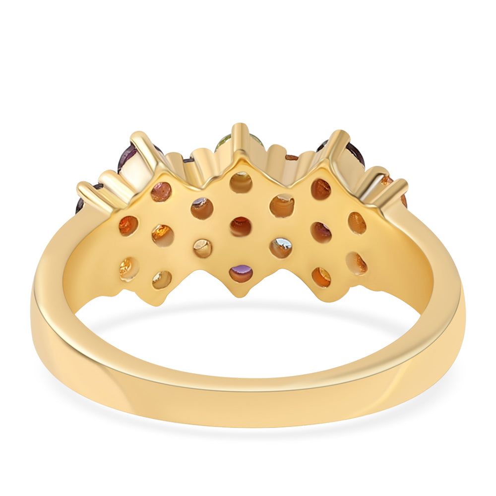 Anel de Prata com Banho de Ouro com Ametista Africano e Granada Vermelha  Contraste: Cabeca de Veado (800) 2 