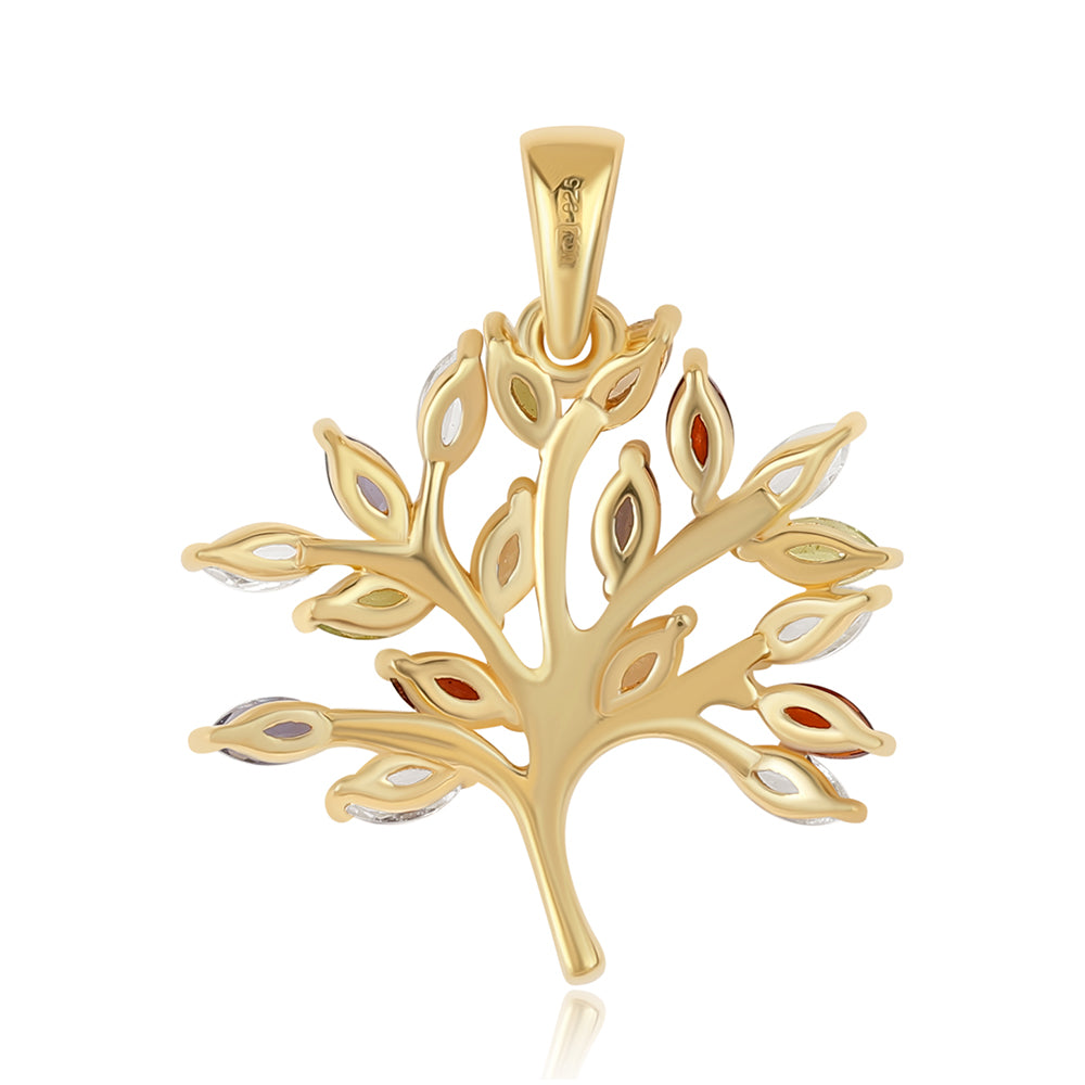 Pendente de Prata com Banho de Ouro com Peridoto e Granada Vermelha 2 