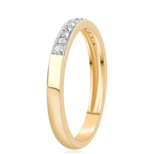 Anel de Prata com Banho de Ouro com Diamante Vermelho e Topázio Branco
