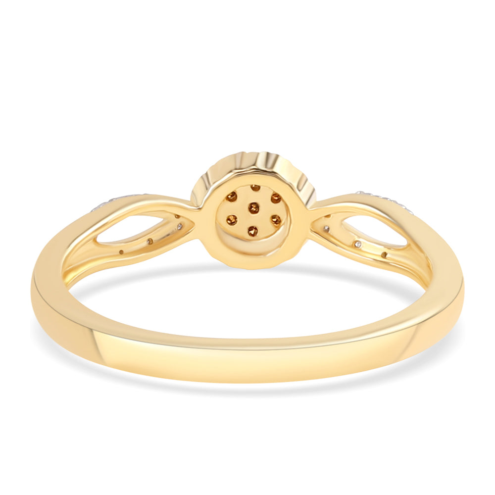 Anel de Prata com Banho de Ouro com Diamante Vermelho e Diamante Branco 3 