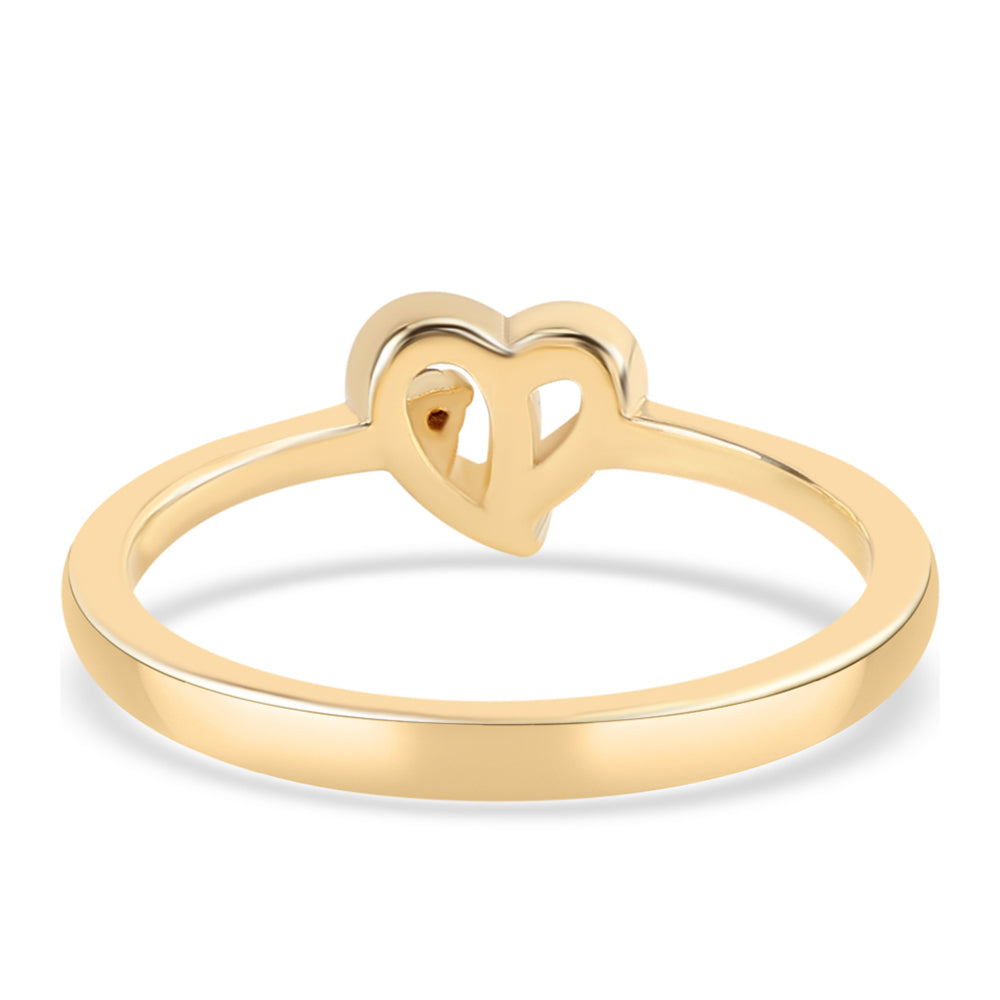 Anel de Prata com Banho de Ouro com Diamante Vermelho e Diamante Branco 6 