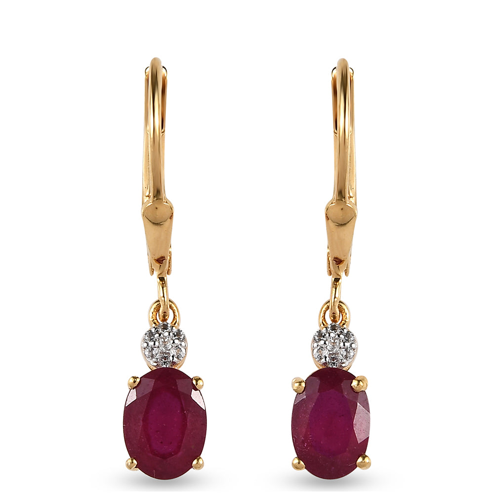 Conjunto de Prata com Banho de Ouro com Rubi da Tailândia e Esmeralda do Brasil ( Brincos )  Contraste: Cabeca de Veado (800) 4 