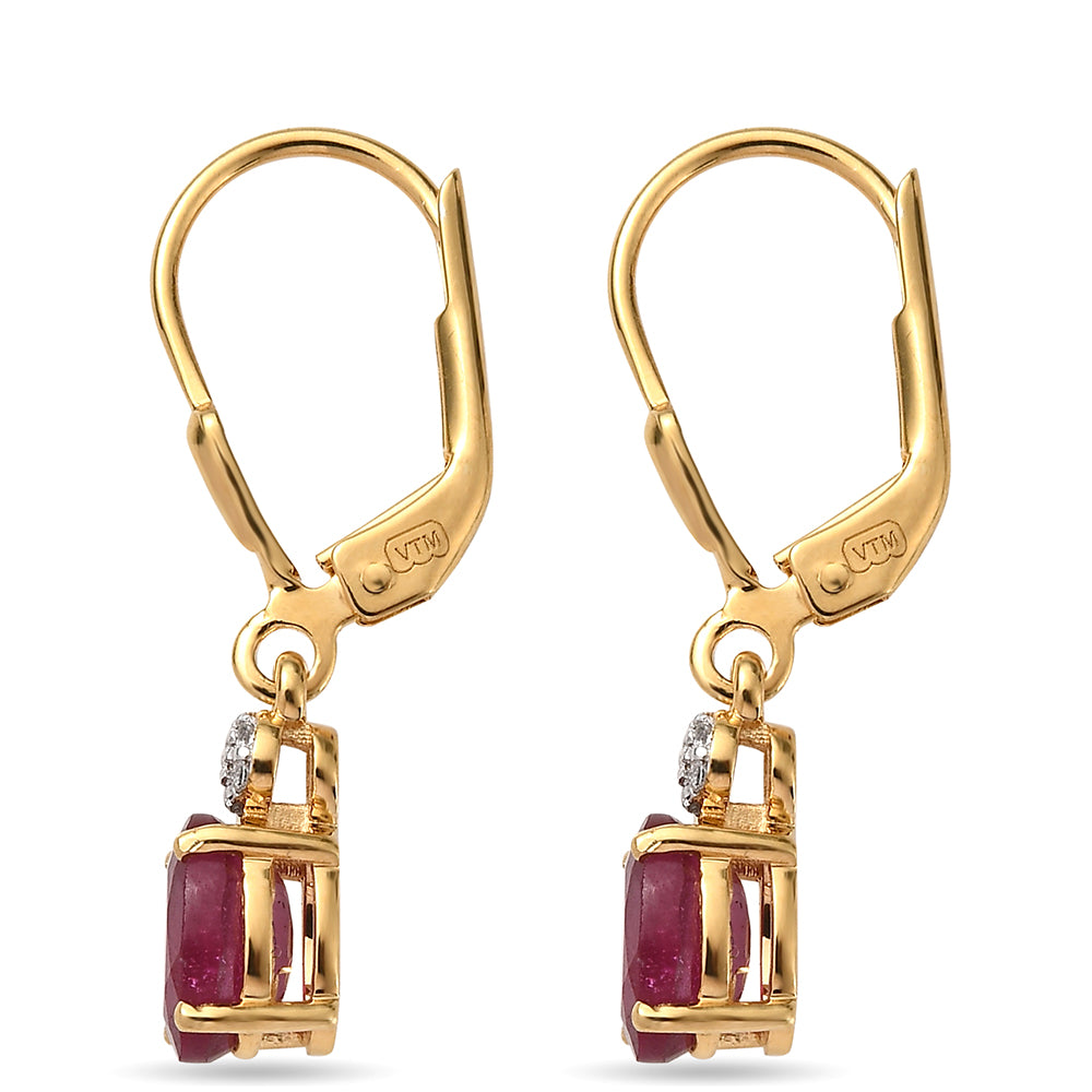 Conjunto de Prata com Banho de Ouro com Rubi da Tailândia e Esmeralda do Brasil ( Brincos )  Contraste: Cabeca de Veado (800) 5 