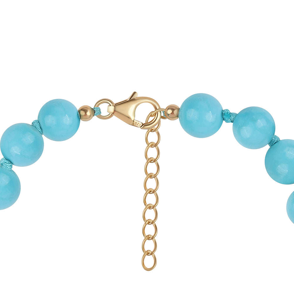 Conjunto de Prata com Banho de Ouro com Turquesa Bela Adormecida ( Colar+Pulseira )