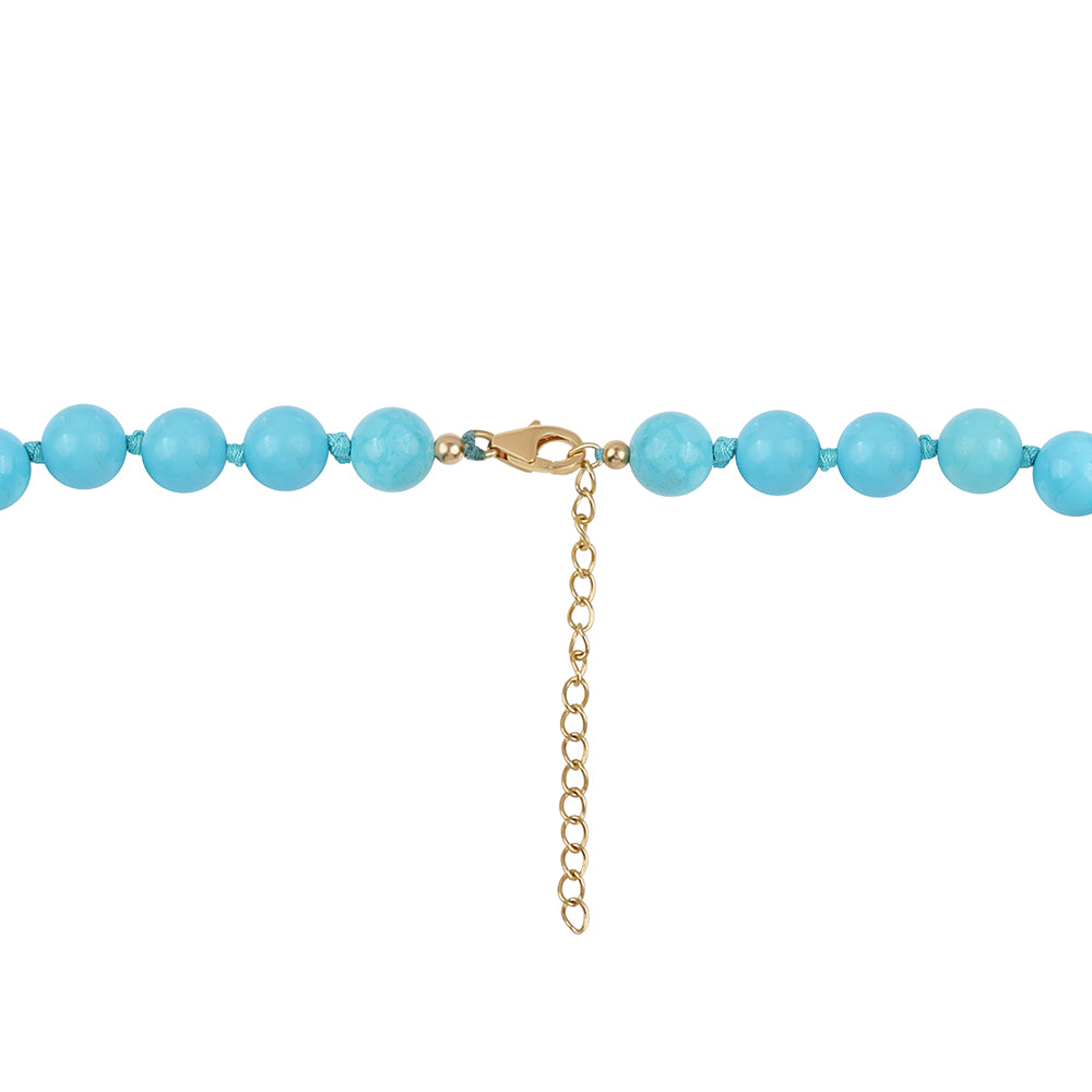 Conjunto de Prata com Banho de Ouro com Turquesa Bela Adormecida ( Colar+Pulseira ) 4 