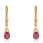 Brincos de Prata com Banho de Ouro com Rubi de Moçambique