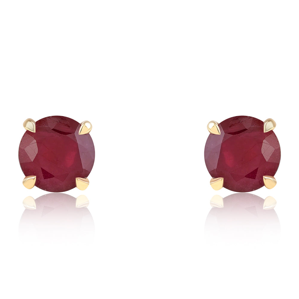 Brincos de Prata com Banho de Ouro com Rubi de Moçambique