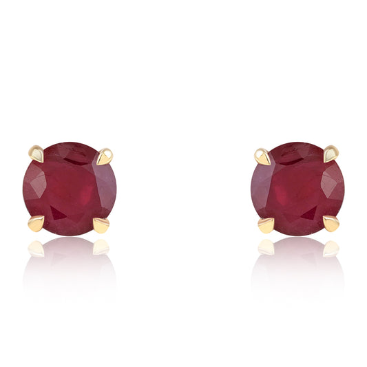 Brincos de Prata com Banho de Ouro com Rubi de Moçambique