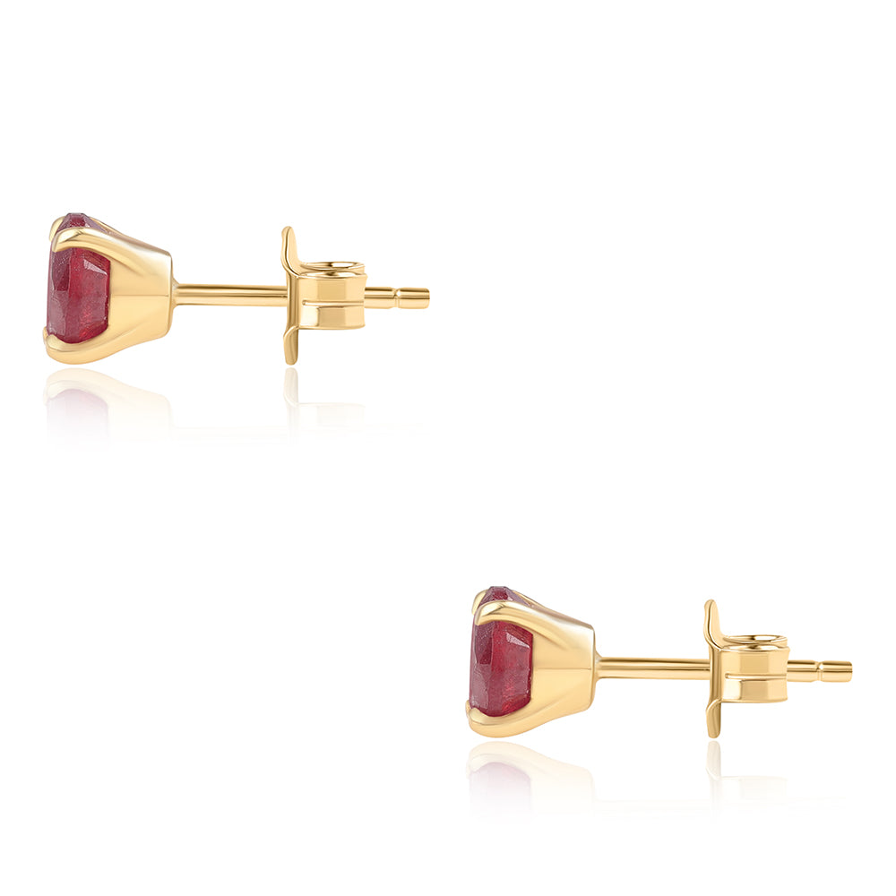 Brincos de Prata com Banho de Ouro com Rubi de Moçambique 3 