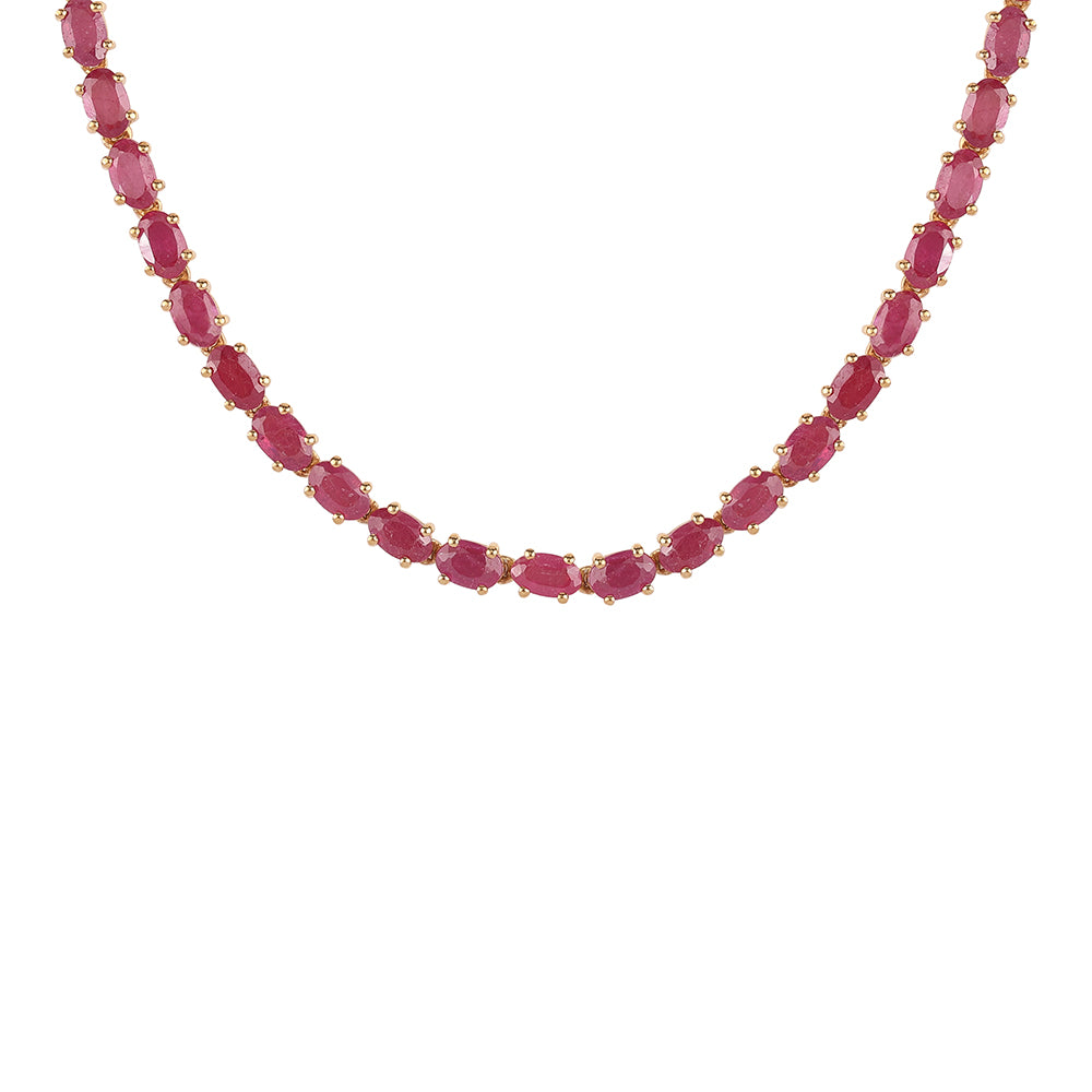 Colar de Prata com Banho de Ouro com Rubi de Moçambique  Contraste: Cabeca de Veado (800)