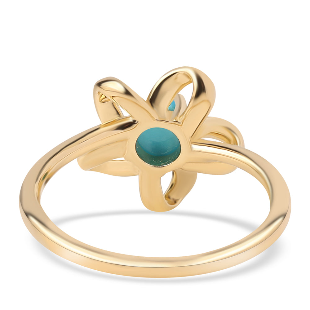 Anel de Prata com Banho de Ouro com Turquesa Bela Adormecida 2 