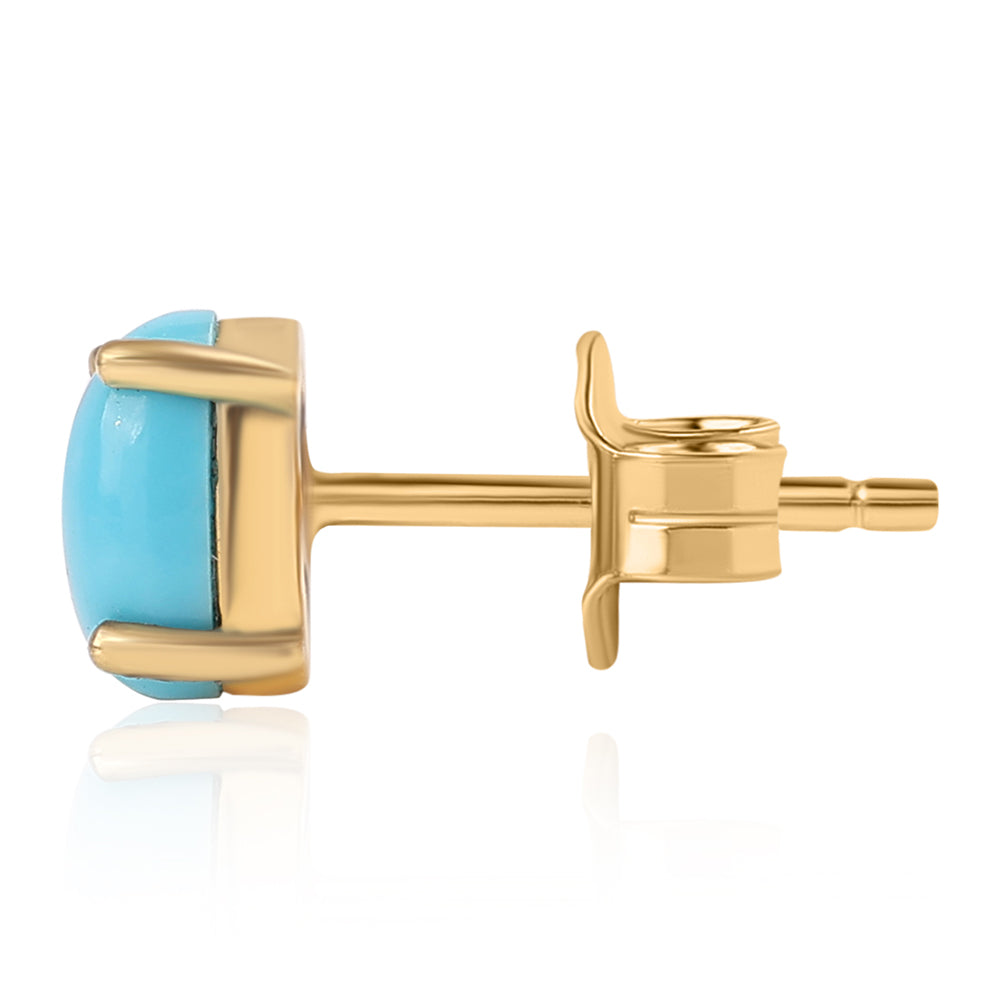 Brincos de Prata com Banho de Ouro com Turquesa Bela Adormecida 3 