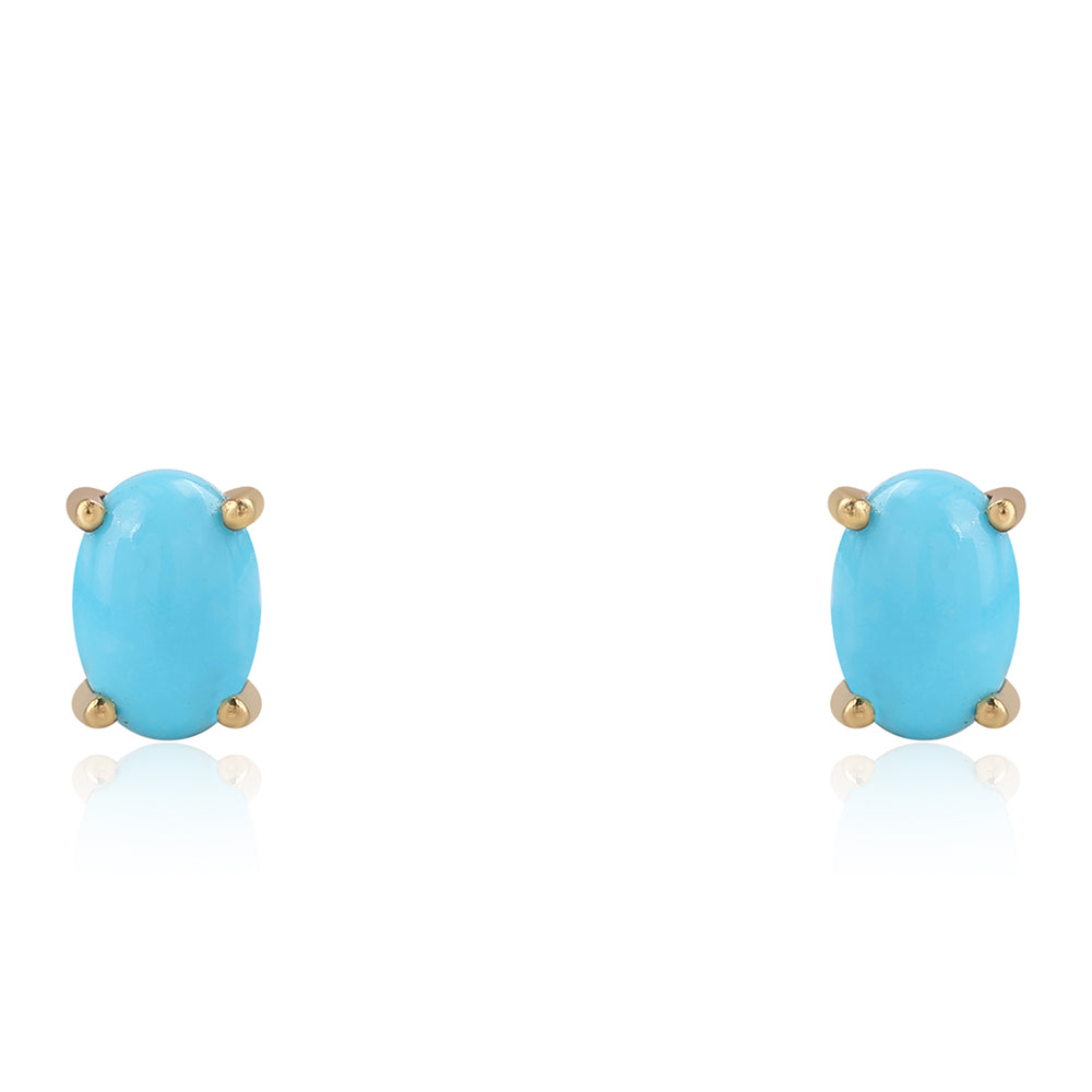 Brincos de Prata com Banho de Ouro com Turquesa Bela Adormecida