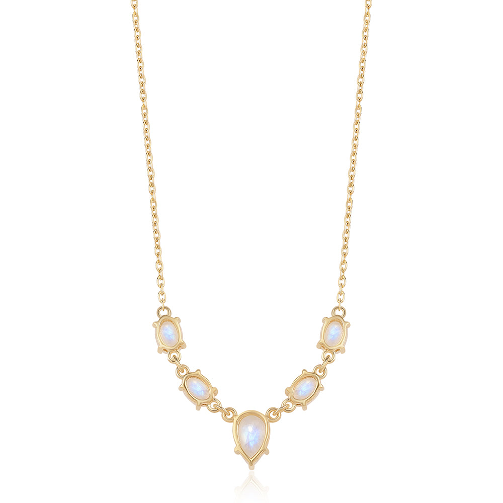 Colar de Prata com Banho de Ouro com Pedra da Lua Arco-íris AA  Contraste: Cabeca de Veado (800) 2 