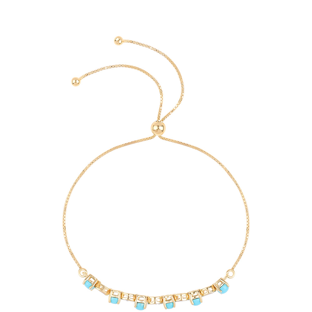 Pulseira de Prata com Banho de Ouro com Turquesa Bela Adormecida e Topázio Branco  Contraste: Cabeca de Veado (800)