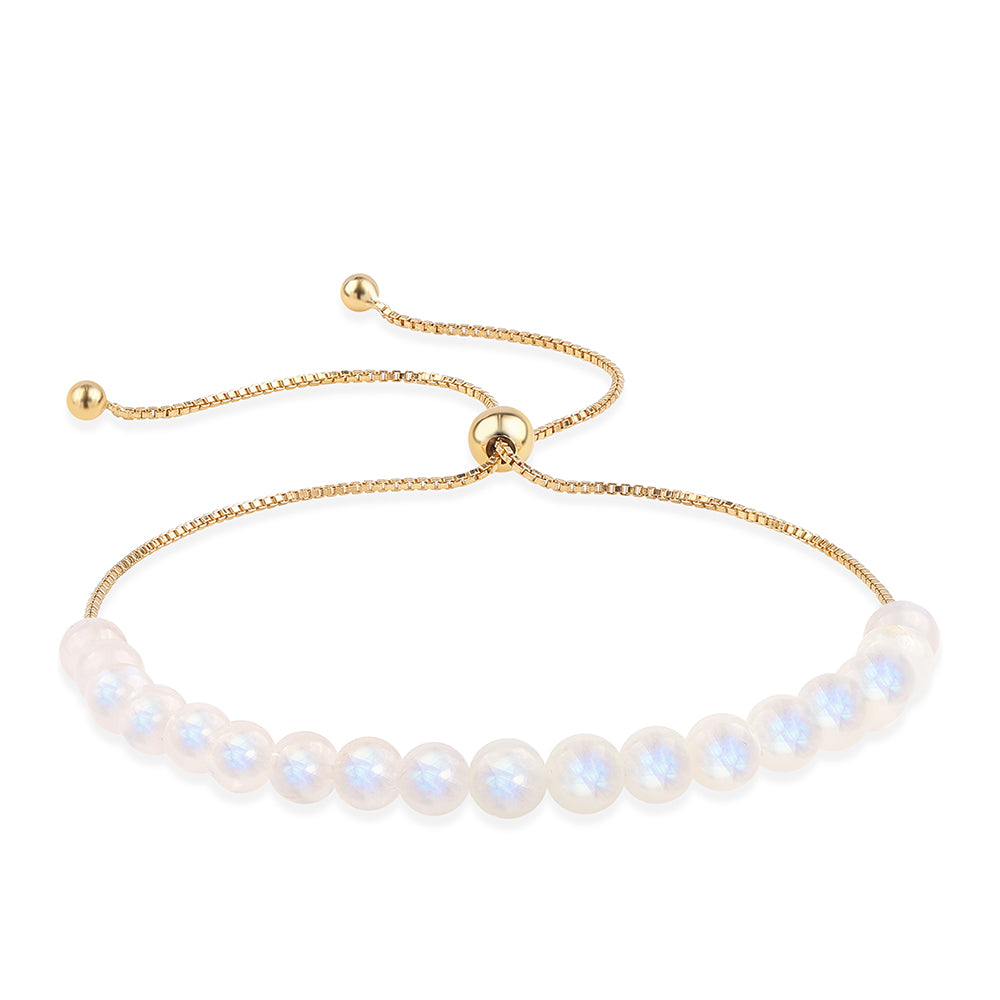 Pulseira de Prata com Banho de Ouro com Pedra da Lua Arco-íris