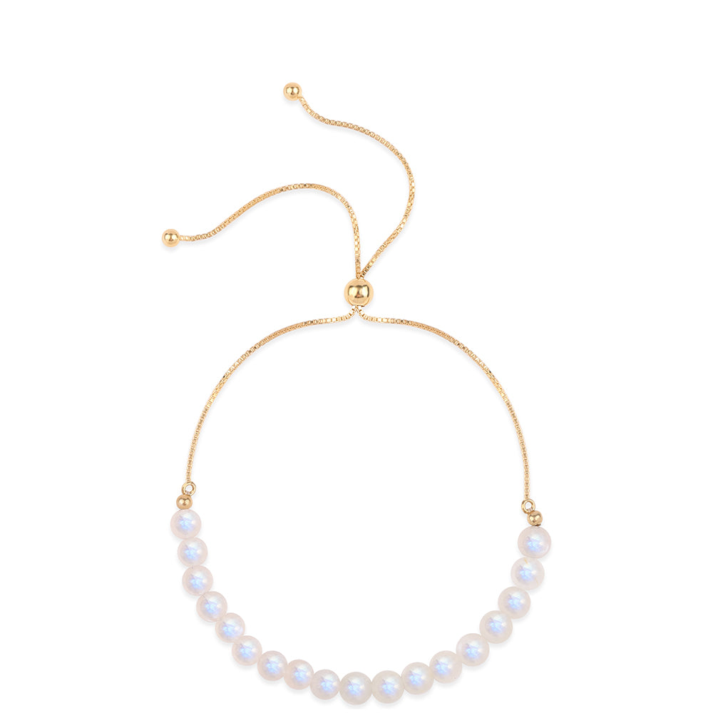 Pulseira de Prata com Banho de Ouro com Pedra da Lua Arco-íris