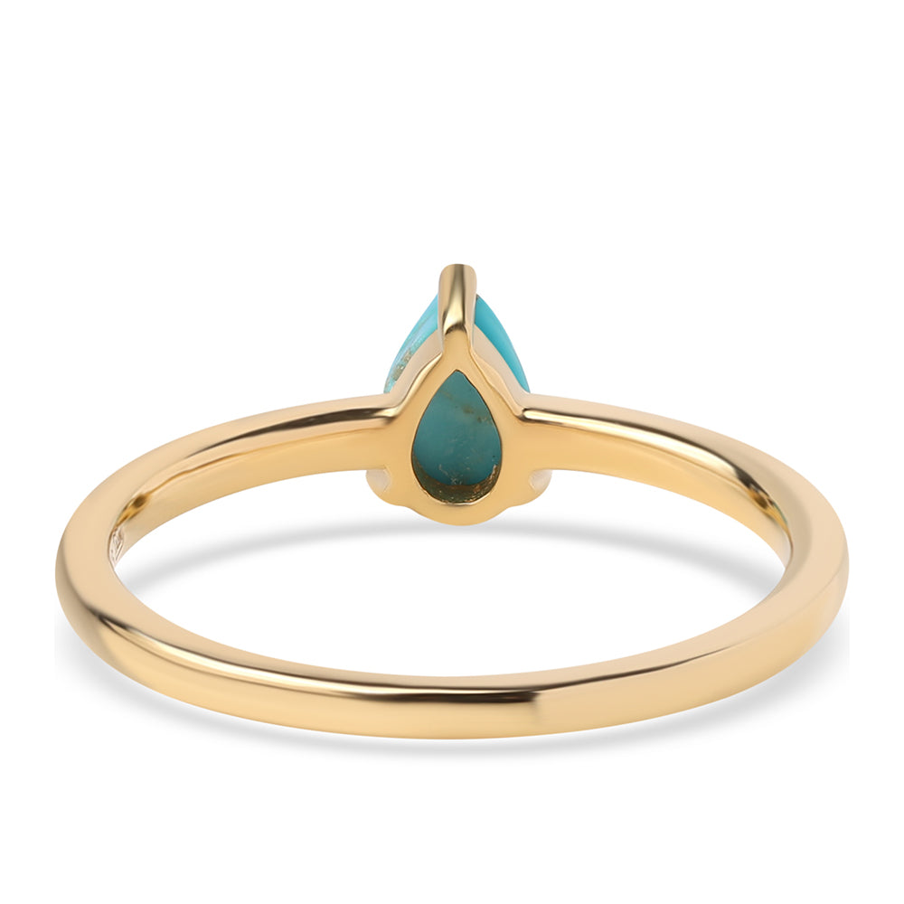 Anel de Prata com Banho de Ouro com Turquesa Bela Adormecida 2 