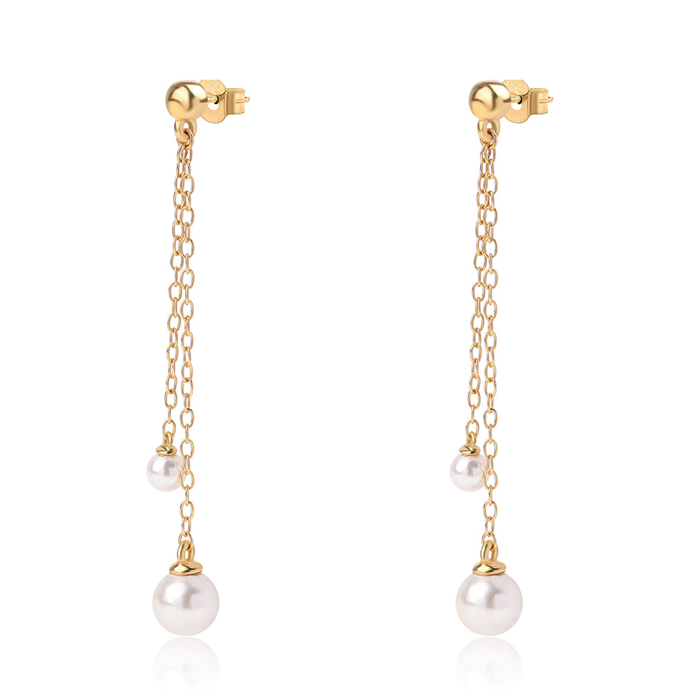 Brincos de Prata com Banho de Ouro com Pérola de Água Doce Branca 1 